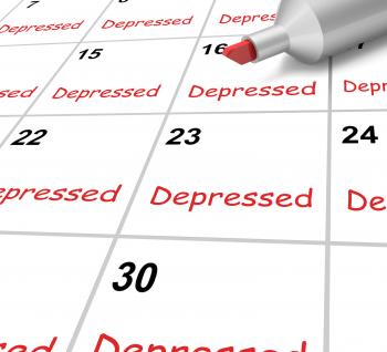 Depressed Calendar Means Down Despondent Or Mental Illness