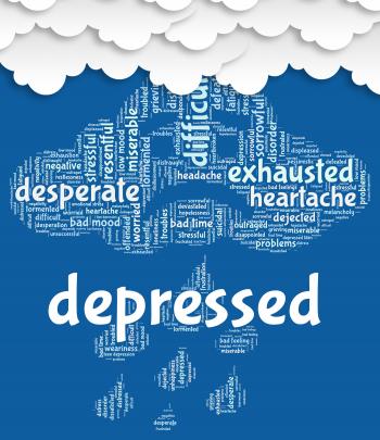 Depressed Word Represents Lost Hope And Anxious