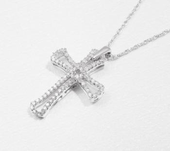 10k White Gold Diamond Cross Ring & 10K White Gold Diamond Petite ...