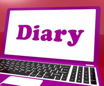 Diary Laptop Shows Online Planning Or Scheduler