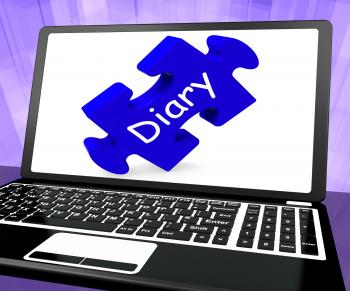 Diary Laptop Shows Web Planning Or Scheduling