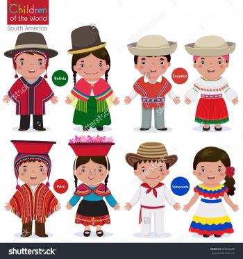 Kids In Different Traditional Costumes (Bolivia, Ecuador, Peru ...