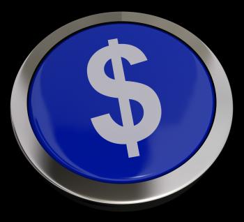 Dollar Symbol Button In Blue Showing Money Or Investment