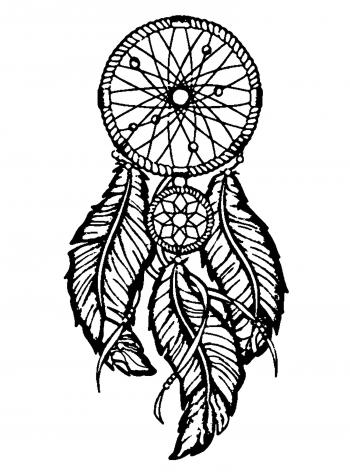 Dreamcatcher big feathers - Dreamcatchers Adult Coloring Pages