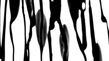 Black viscous liquid dripping down and flowing on a white background ...