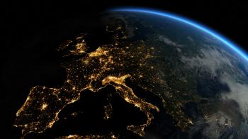 Sunrise over Europe. The European states from space. Clip contains ...