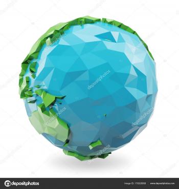 3D Rendering low poly earth globe illustration. Polygonal globe icon ...