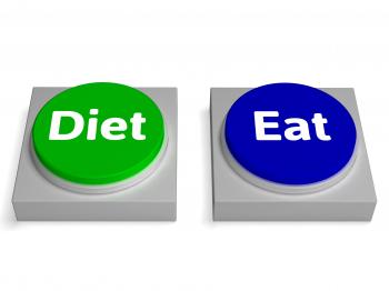 Eat Diet Buttons Shows Eating And Dieting