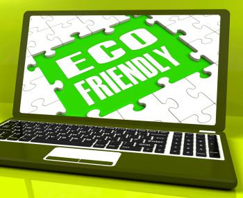 Eco Friendly Laptop Shows Green And Environmentally Efficient