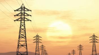 4K High Voltage Electric Poles System in the Sunset Sunrise 3D ...