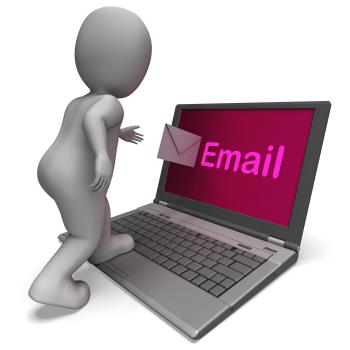 Email On Laptop Shows E-mail Mailing Or Correspondence
