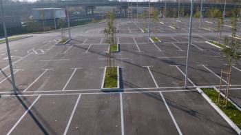 4K Aerial: Vertical Lift Over Empty Parking Lot Stock Video Footage ...