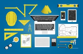 Engineer or architect desk - Technical profession concept