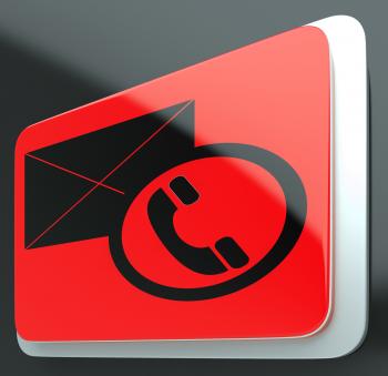 Envelope Phone Sign Shows Contact Us Information