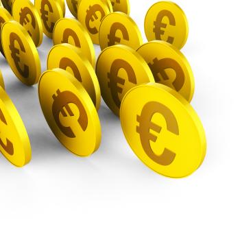 Euro Coins Represents Business Savings And Commerce