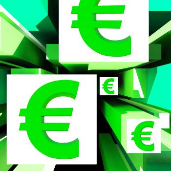 Euro Symbol On Cubes Shows European Profits
