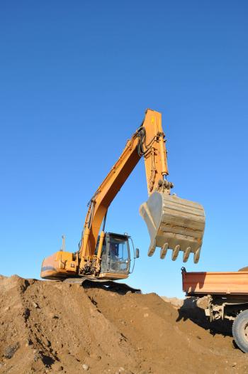 Excavator on worksite