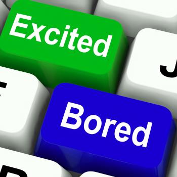 Excited Bored Keys Show Exciting And Boring Websites