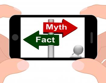 Fact Myth Signpost Displays Facts Or Mythology