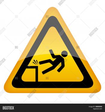 Vector Fall Danger Warning Sign Vector & Photo | Bigstock