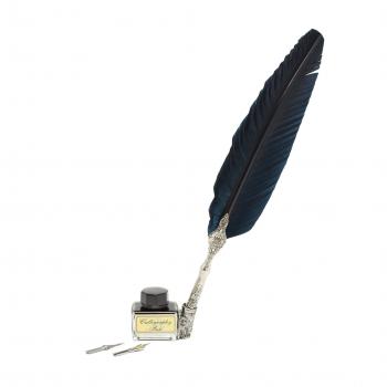 Calligraphy Writing Set with Blue Feather Quill and Blue Ink – The ...