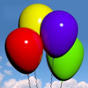 Festive Colorfull Balloons In The Sky For Birthday Or Anniversary Cele