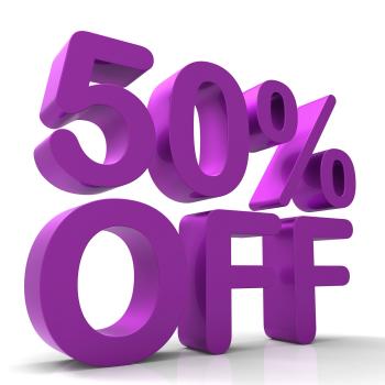 Fifty Percent Off Indicates Closeout Save And Clearance