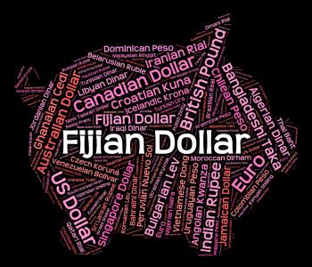Fijian Dollar Indicates Currency Exchange And Coinage