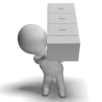 Filing Cabinet Carried By 3d Character Shows Organization