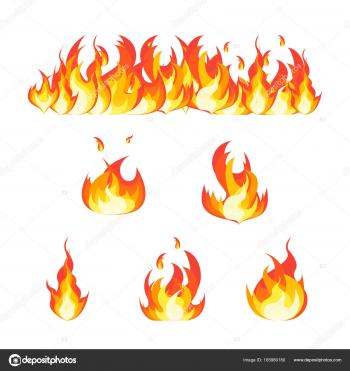 Cartoon Fire Flames Set and Line. Vector — Stock Vector © bigmouse ...