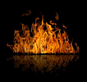 dark and bright orange fire on black with reflection - Natural Training
