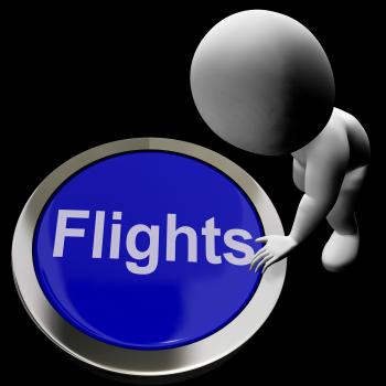 Flights Button For Overseas Vacation Or Holidays