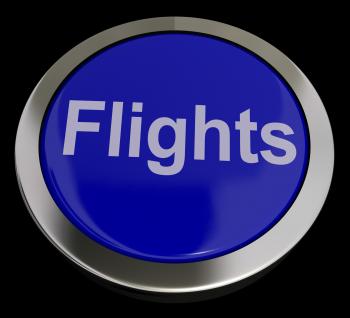 Flights Button In Blue For Overseas Vacation Or Holiday