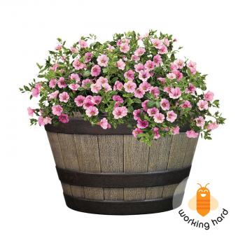 WHISKEY BARREL PLANTER Weather Resistant Outdoor Garden Flower Pot ...
