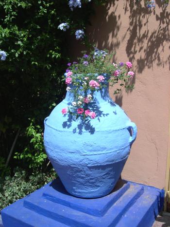 Flowers in blue pot