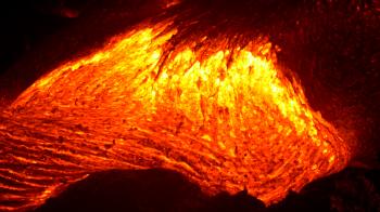 Close Up Lava Flowing From Kilauea Volcano Hawaii At Night Stock ...