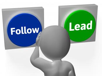 Follow Lead Buttons Show Leading The Way Or Following