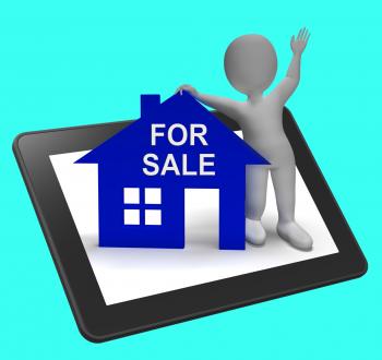 For Sale House Tablet Shows Property On Market