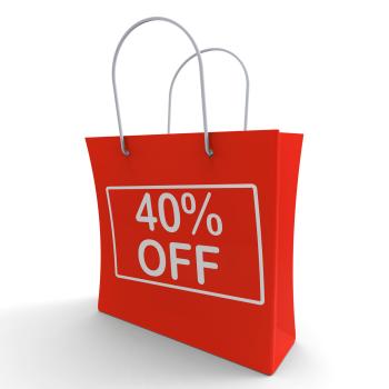 Forty Percent Off Shopping Bag Shows 40 Reduction