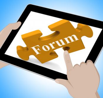 Forum Tablet Shows Internet Discussion And Exchanging Ideas