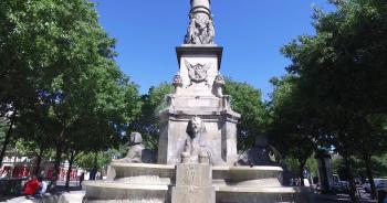PARIS, FRANCE - Aug, 2016:Sphinx Statue, Palmier Fountain, fountain ...