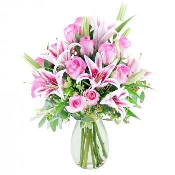 KaBloom Sweet Caroline Stargazers and Roses Fresh Flower Arrangement ...
