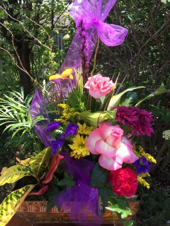 Planter With Fresh Flowers -