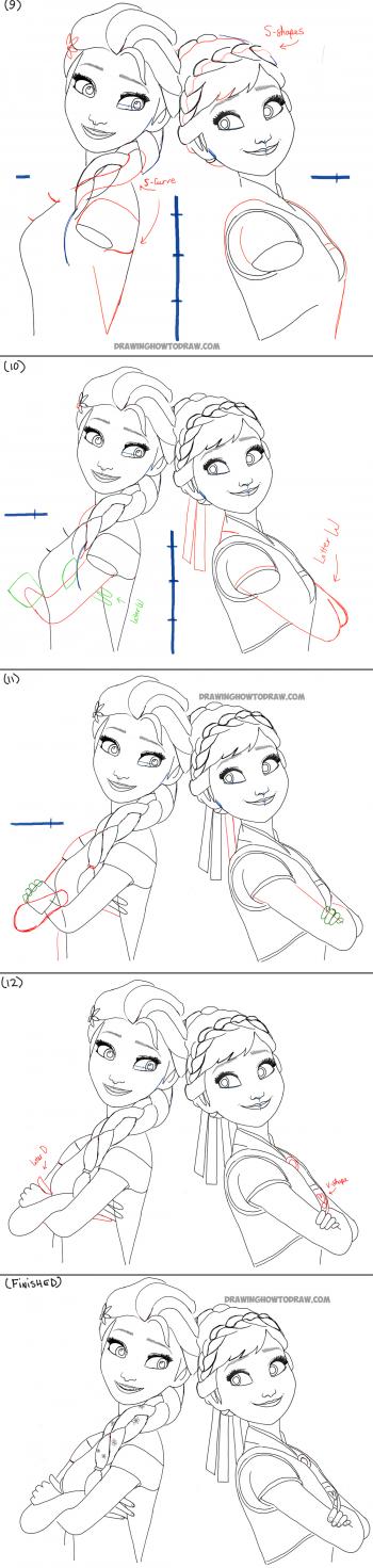 How to Draw Anna and Elsa from Disney's Frozen Fever with Easy Steps ...