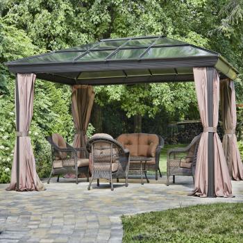 12-ft x 16-ft Year-Round Use Gazebo with UV Blocking Panels Canopy ...