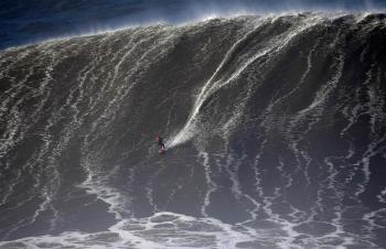 Big wave surfing in Portugal