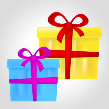 Gift Boxes Represents Christmas Present And Celebrate