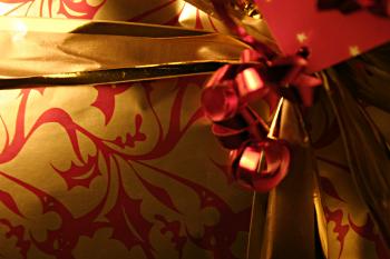 Gift wrapping close up