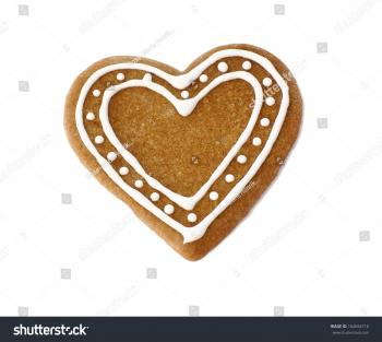 Gingerbread Heart Cookie Decorated Christmas On Stock Photo ...