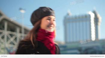 Medium Shot Of A Girl Calling A Taxi Stock video footage | 2473044